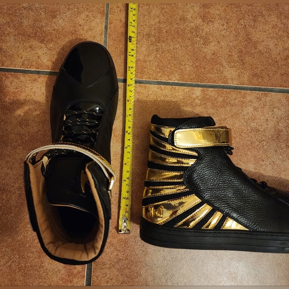 Negash Men\'s Amun Ra Leather Sneakers High Top Chukka Boots Size 8 Black/Gold